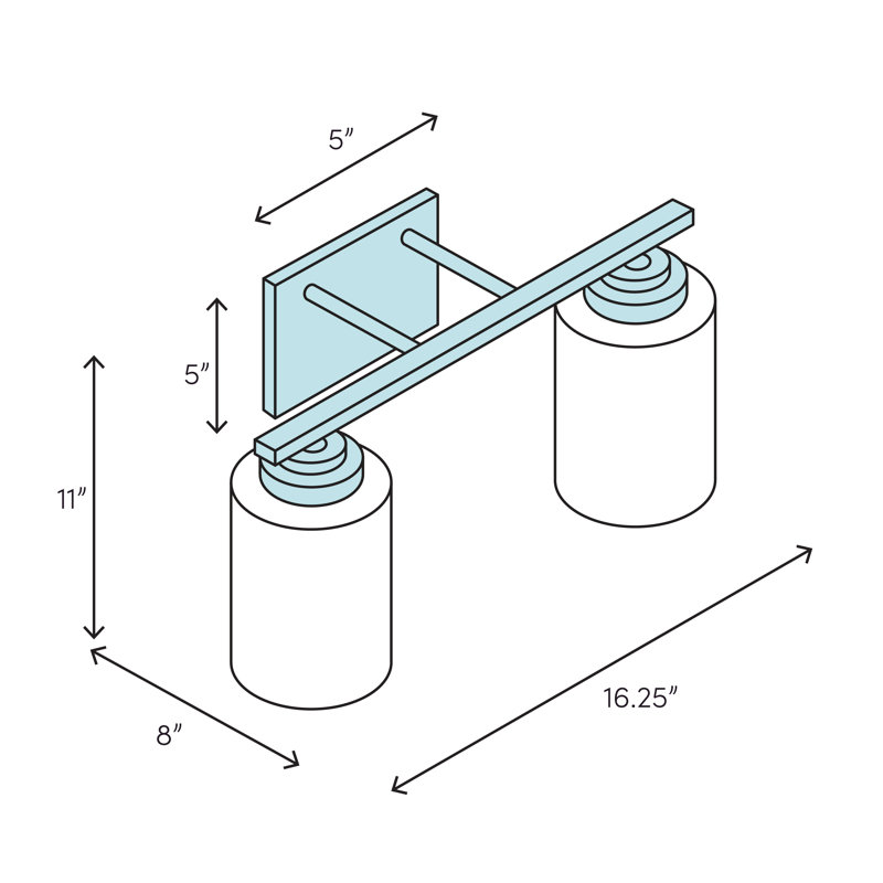 Éclairage pour salle de bain à intensité variable 2 lumières Baxter, Chrome, Verre transparent