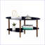 Table basse noire ovale en verre pour le salon, facile à nettoyer et amp; Durable, capacité de 220 lb