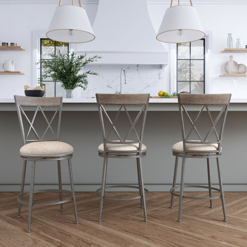 Dejhanae Swivel Upholstered Counter Stool with Metal Frame, Counter Stool (26" Seat Height)