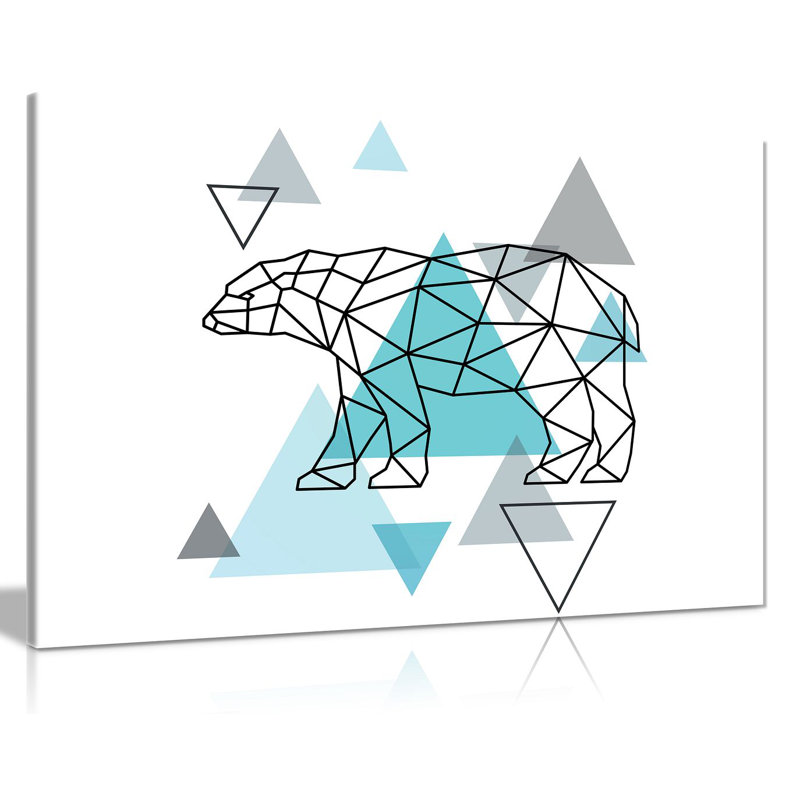 Scandi Scandinavian Bear - Wrapped Canvas Print, 41cm H x 61cm W