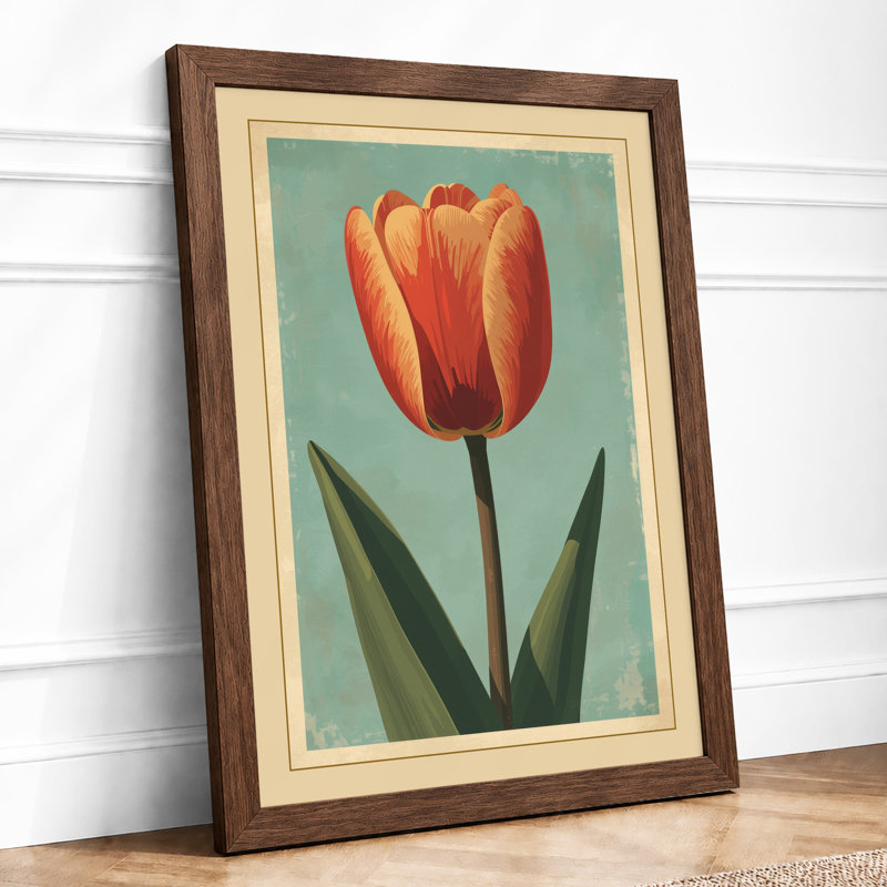 Striped Tulip Study Botanical - Print, Walnut, A1 - 84.1 x 59.4 cm
