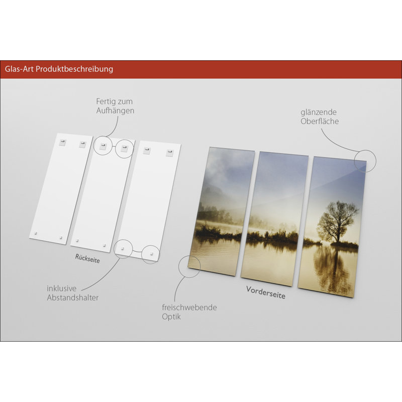 3 Piece No Frame Painting on Glass