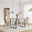 Ensemble de table de salle à manger 5 pièces avec base en métal, une table de salle à manger et chaises en lin-405770140