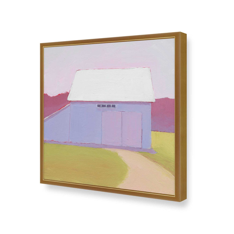«Pastoral Barn» par Carol Young, reproduction d'art, H 30 po x l 30 po, Impression sur cadre ouvert sans papier mat, Doré