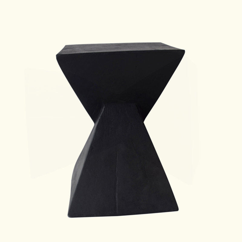 Charming Lightweight Concrete Side Table With Twisted Hourglass Structure, Black