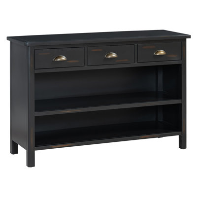 Retro Console Table With 3 Storage Drawers