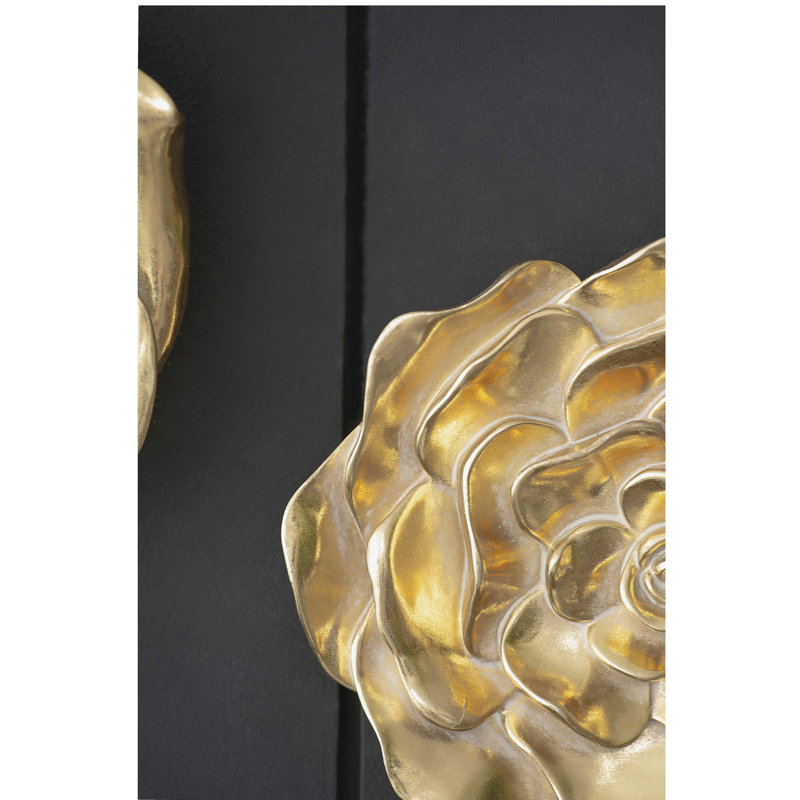 S/2 Gold Rose Hanging Wall Accents
