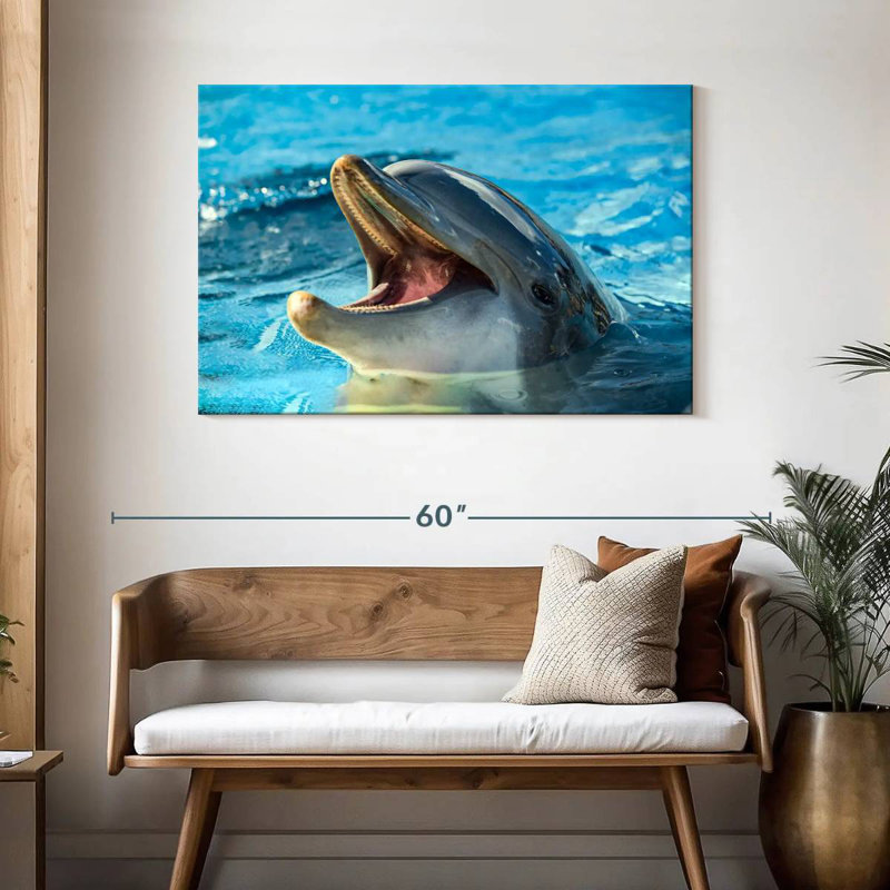 Smiling Playful Dolphin, 30" H x 45" W