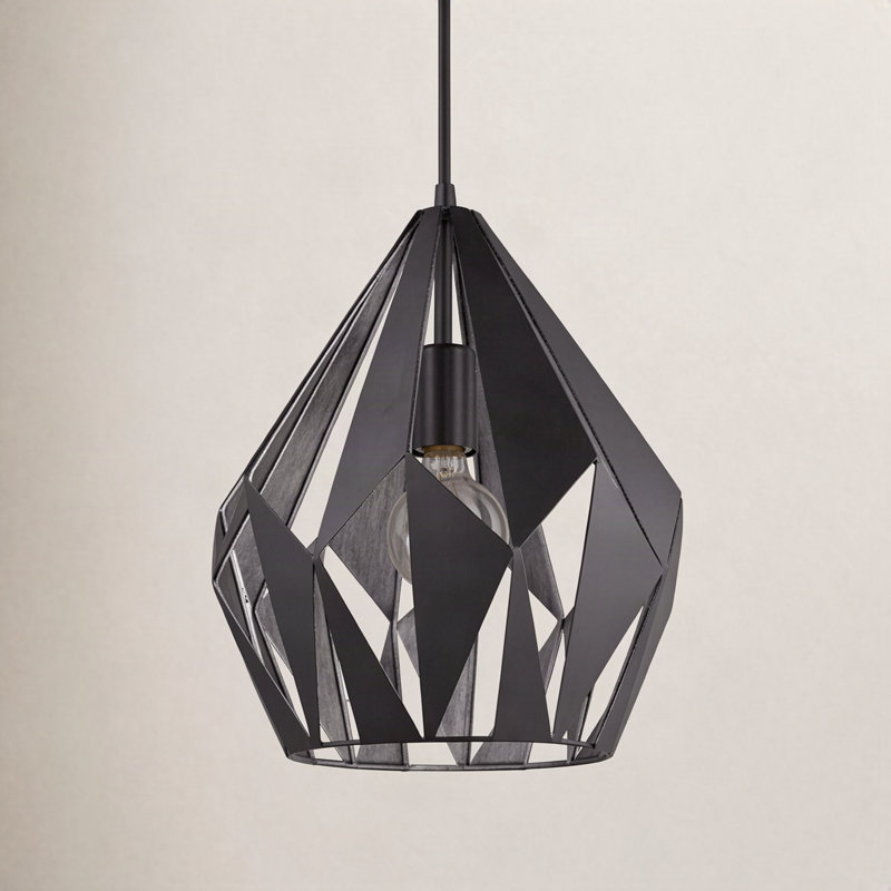 Luminaire suspendu géométrique à 1 lumière Hendry, H 72 po x l 7,25 po x P 7,25 po, Noir / argenté