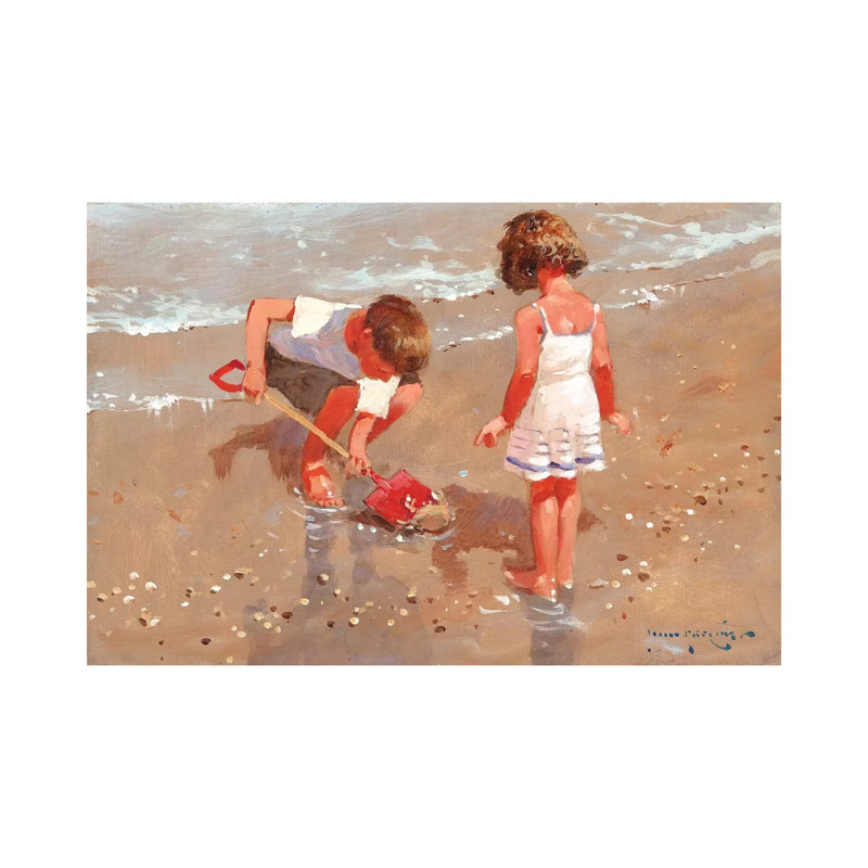 «Shellseekers» par John Haskins - reproduction d'art, H 26 po x l 40 po x 1,5 po, Toile tendue