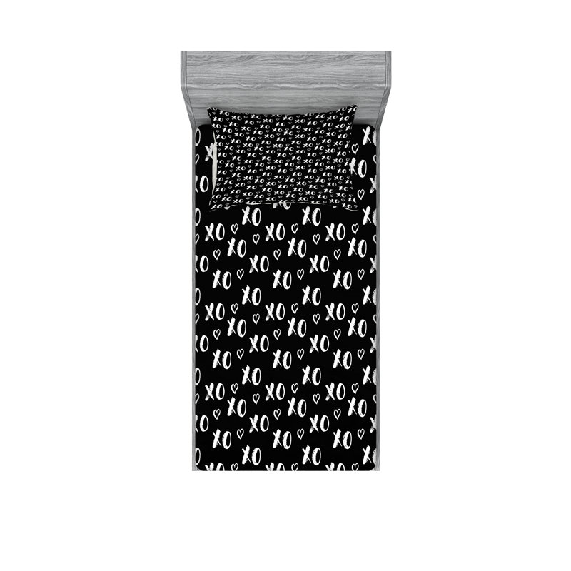 Ensemble de drap-housse et taies décoratives Ambesonne, Ensemble de draps pour lit simple avec deux taies 