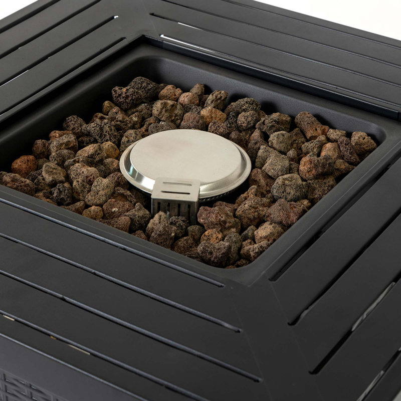 28-inch Iron Square Propane Fire Pit Table, Gray