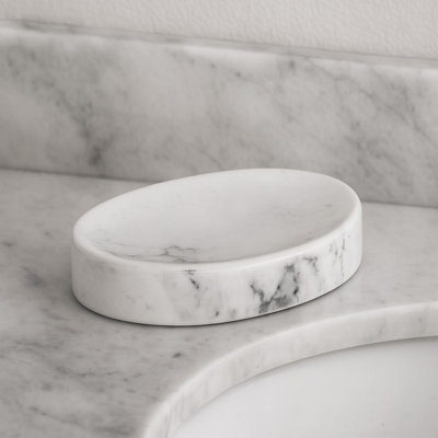 Oval Marble Effect Soap Dish Cup Dispenser