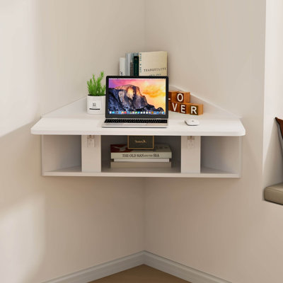 Bureau de coin mural blanc pliable