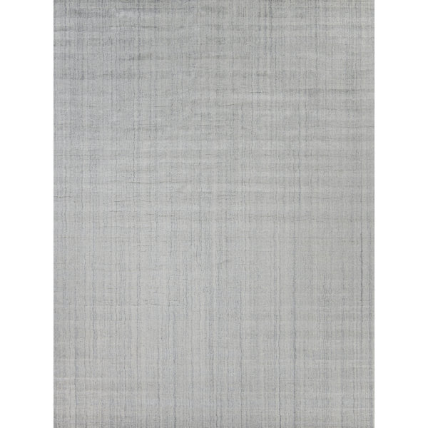 Exquisite Rugs Robin Silk Striped Area Rug in Ivory/Gray | Perigold