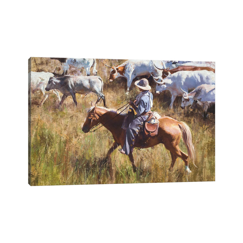 Casual Roundup by David Edward Kucera - Wrapped Canvas Painting, 66.04 cm H x 45.72 cm W x 3.175 cm D