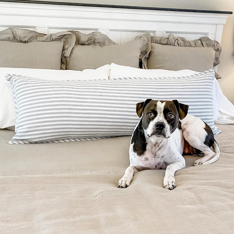 Timeless Ticking Gray Body Pillow Cover 54Lx20W, Gray Striped
