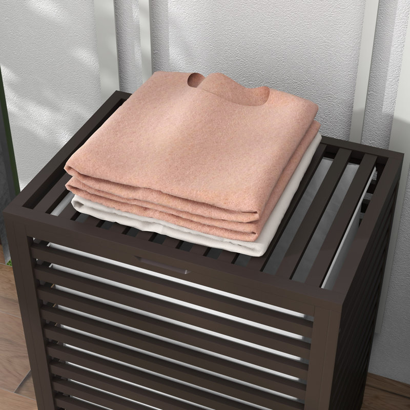 Panier à linge en bambou avec couvercle HOMcom, H 23,5 po x l 19,8 po x P 14,3 po, Café