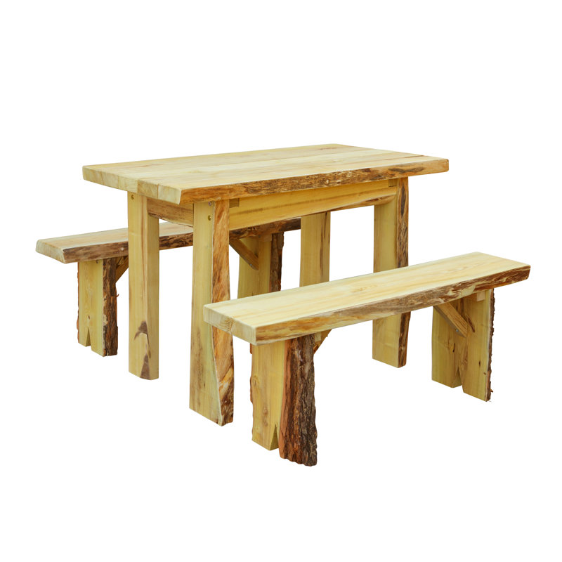 Ensemble de salle à manger 3 pièces Raphael, Teinture naturelle, l 25 po x L 70 po x H 30 po