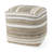 0H White/Taupe/Gray Striped Hemp And Cotton Pouf