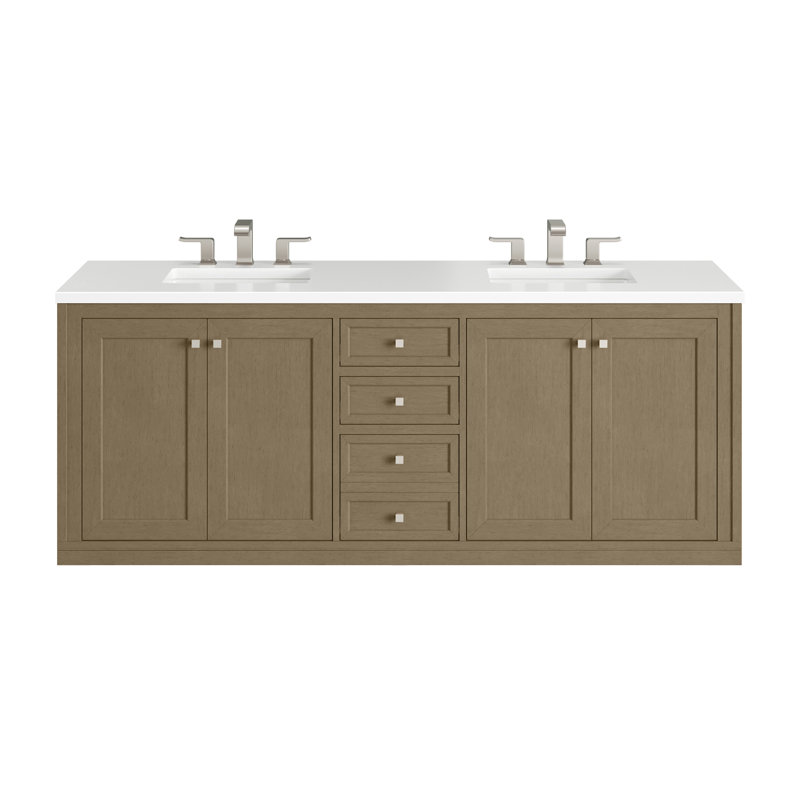 Chicago 72'' W Double Vanity, White Zeus, 8" Widespread, Walnut Whisper