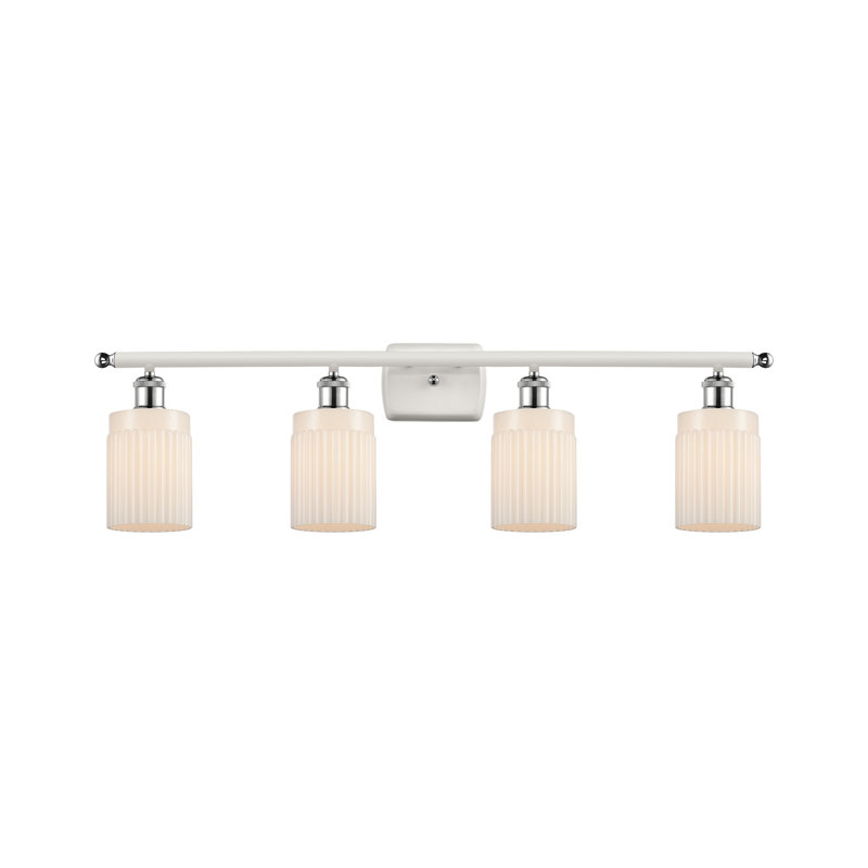 Caplinger 4 - Light Dimmable Vanity Light, Matte White, White/Polished Chrome, Bulb Not Included