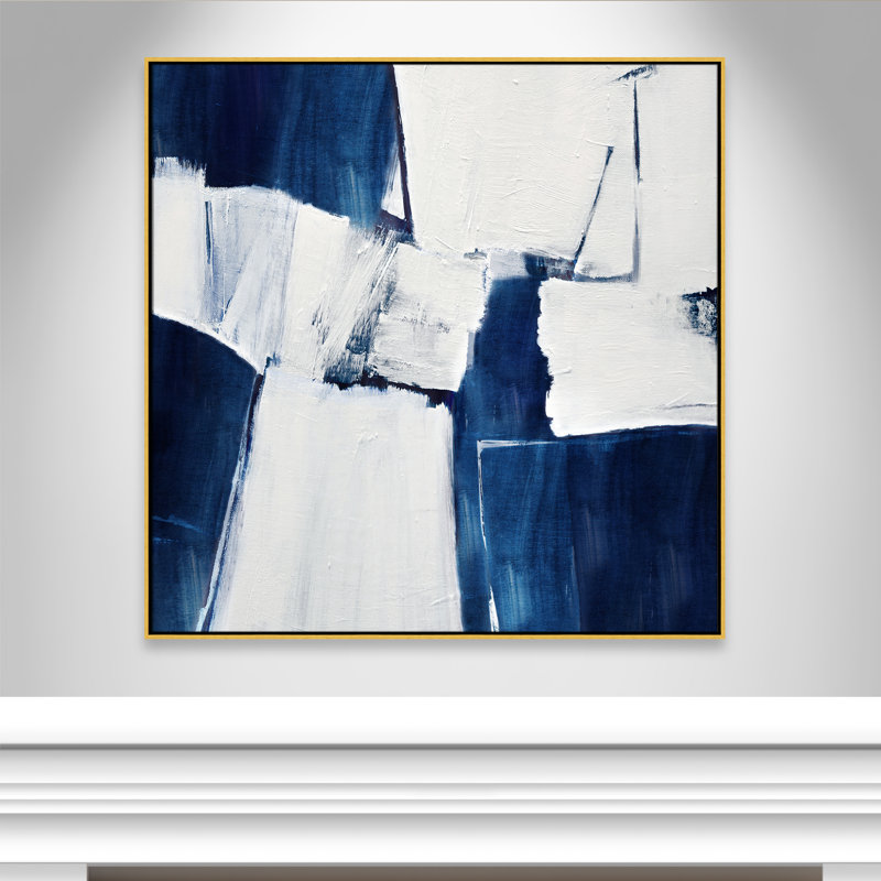 «Blue Midnight Plateau I» par Judith Shapiro, H 46,5 po x l 46,5 po, Doré