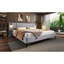 Lit tapissier chic avec lumières et tablettes intégrées, gris, très grand-1062583599
