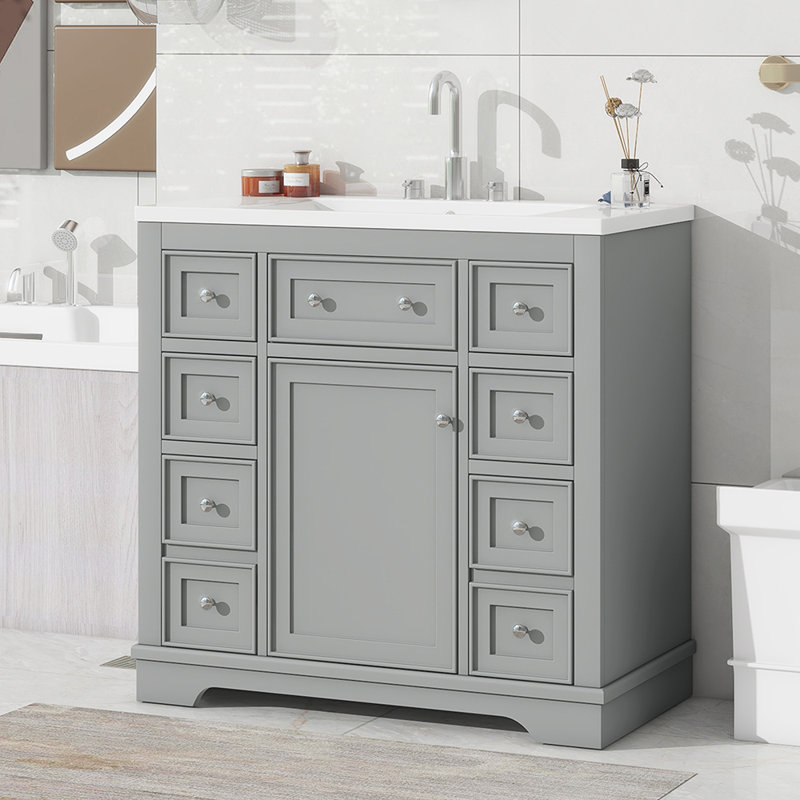 Meuble-lavabo simple avec plateau Mylek 36,01, Gris