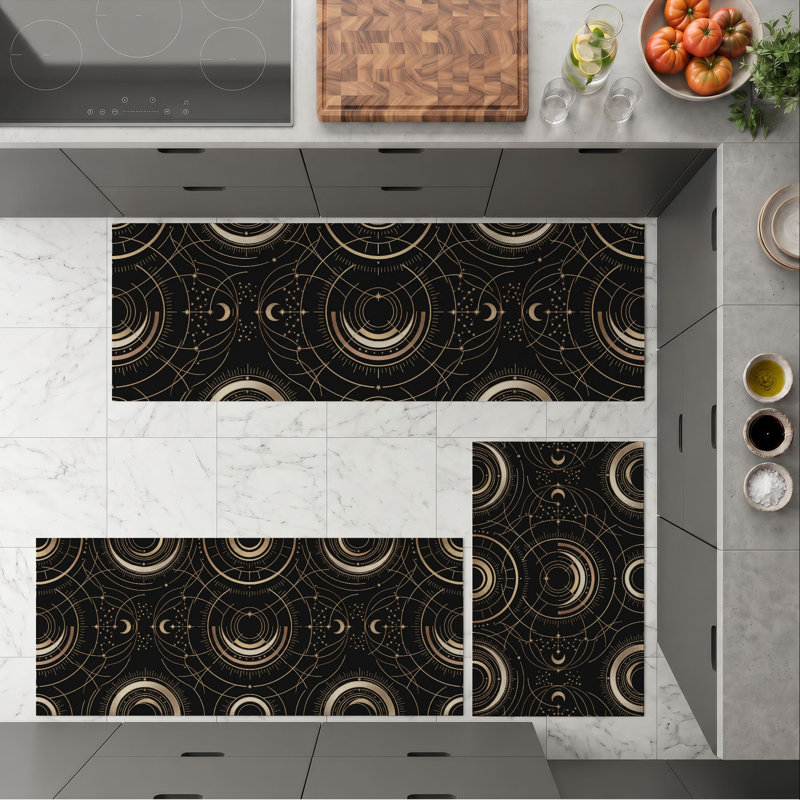 Celestial Swirls Non-Slip Washable Kitchen Mats