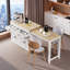 Îlot de cuisine roulant avec table de salle à manger extensible, étagère à épices, 2 tiroirs, armoire à 4 portes et roulettes-699817349