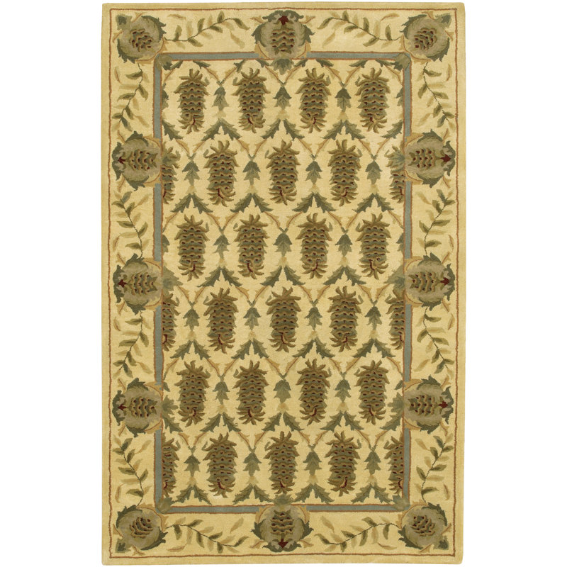 Tapis brun / brun clair en laine touffeté à la main Fulgham, Rectangulaire 2 pi x 3 pi