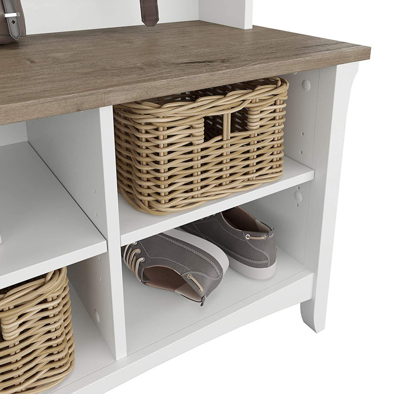 Portemanteau avec banc et rangement pour chaussures, Blanc