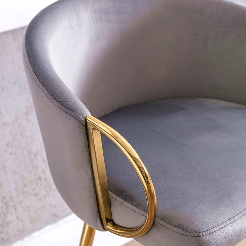 Ensemble de 2 tabourets de bar 30 pouces avec repose-pieds chromé et base en velours, Gris