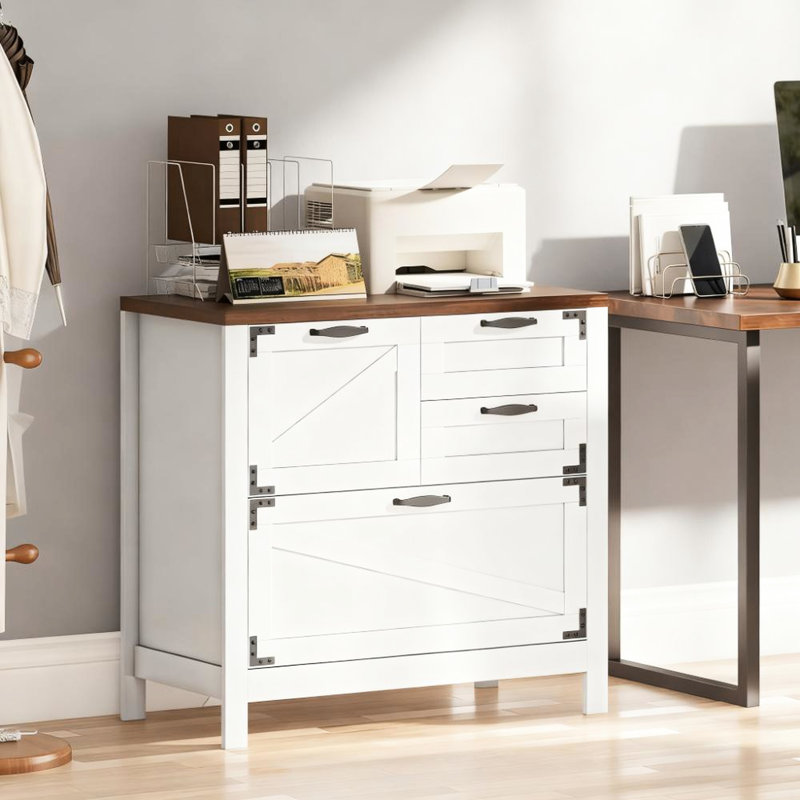 Classeur de bureau à 4 tiroirs offrant un grand espace de rangement, une ouverture fluide et silencieuse, une surface de 2,5 cm d'épaisseur et un mécanisme silencieux.