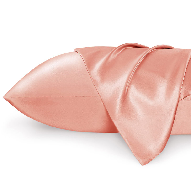 Ensemble de 2 taies d'oreiller en satin, 300 fils au pouce, sable gris, Taies d'oreiller pour grand lit, Orange laiteux
