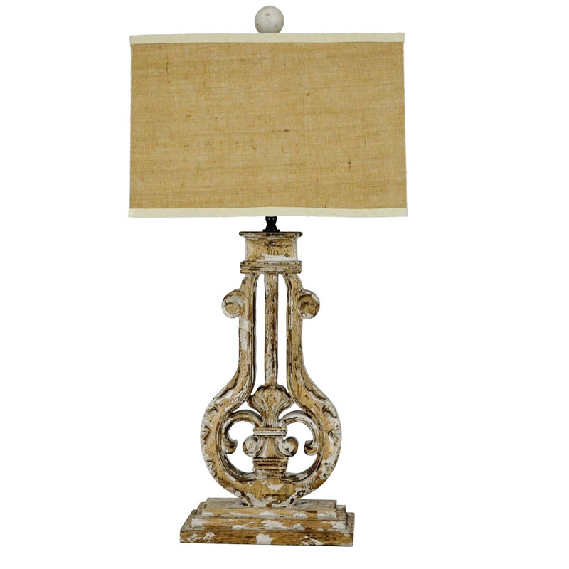 Bruno Table Lamp, Natural Wood/Heavy Off White, Light Brown