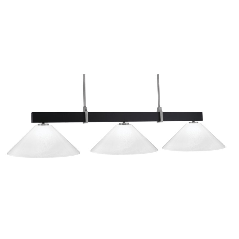 Bar 3 lumières Raheemah Wellington, Noir mat / graphite, H 10,75 po x l 16 po x P 16 po, Blanc