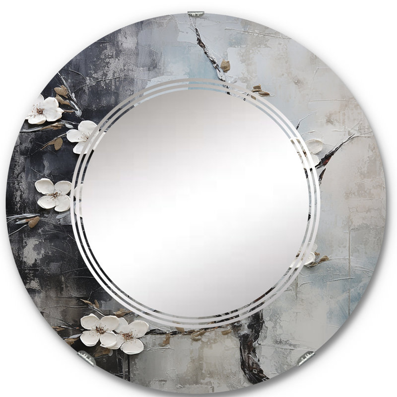 Nameth - Miroir mural floral rond, 24 po x 24 po
