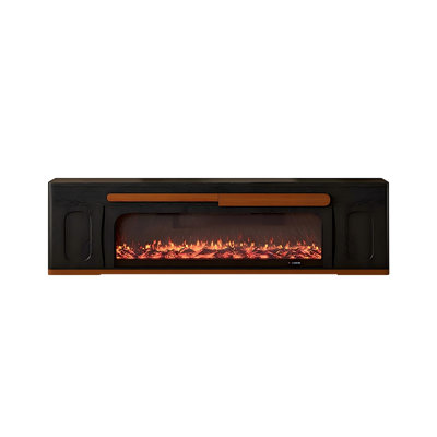 70.87"Mid-Century Freestanding TV Console with 2 Drawers & Decorative Built-In Electric Fireplace