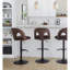 Tabouret de bar réglable en métal noir et velours espresso avec repose-pieds arrondi en T - ensemble de 2-130035255