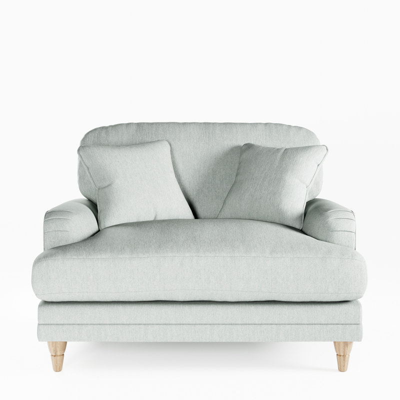 Elfur Upholstered Chair And A Half, Sky, Country Oak