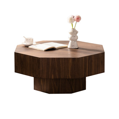 30.54 Inch Octagonal Coffee Table For Bedroom, Modern Design, Lacquered Surface Round With Open Storage, Suitable Bedroom And Study