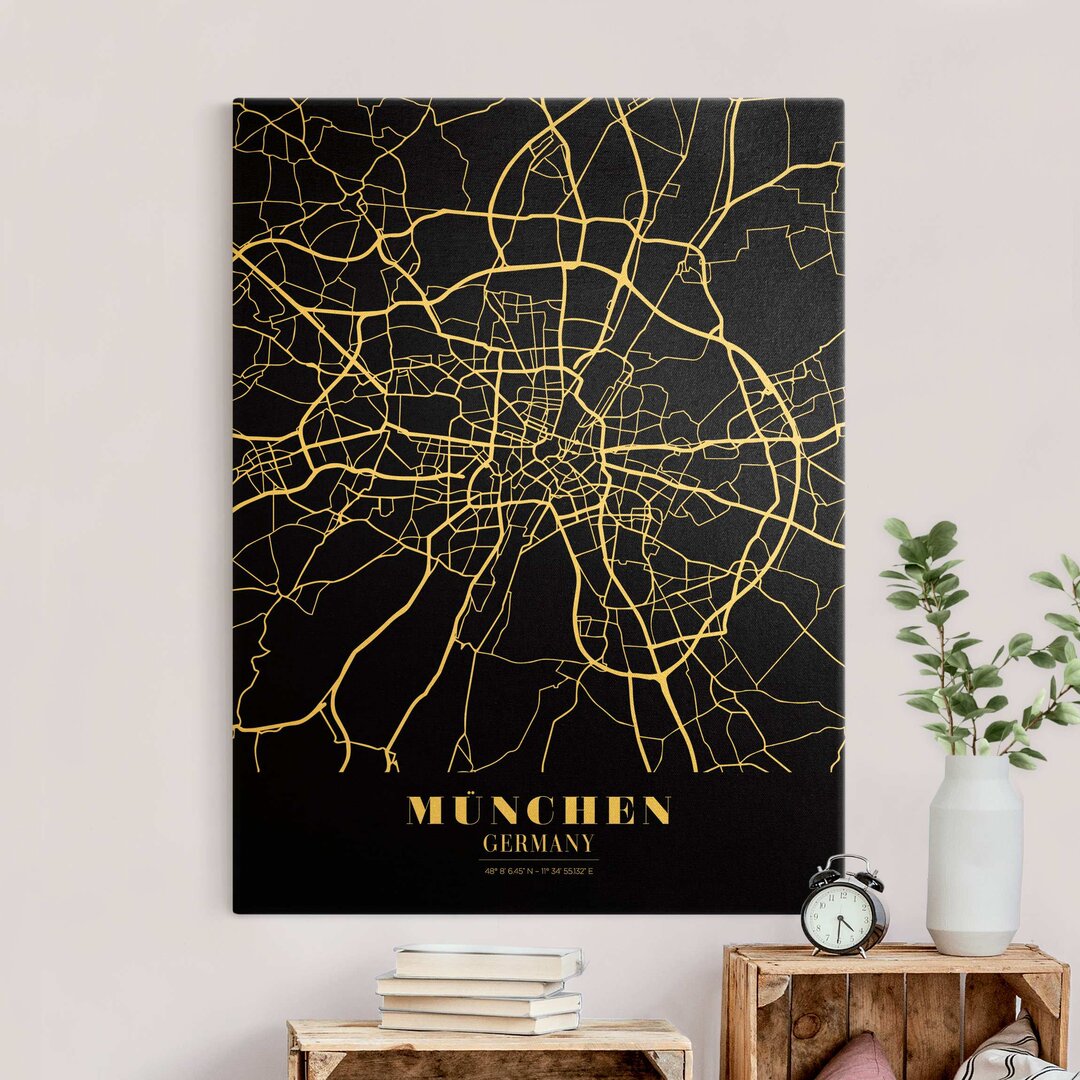 Leinwandbild Stadtplan München - Klassik