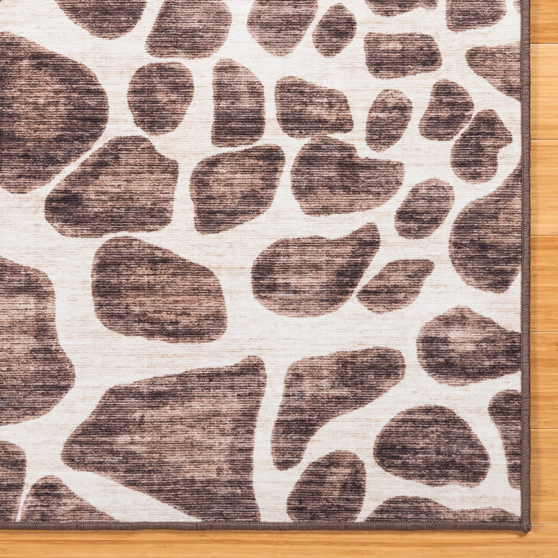 Rayna Gavin Brown Ivory Modern Giraffe Animal Print Indoor Area Rug, Flat Pile for Living Room & Bedroom - Gavin, 2PK