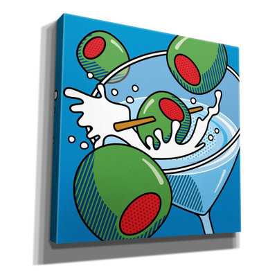 «Martini with Olives On Blue on Canvas» par Ron Magnes