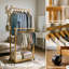Foxdale Portable Natural Bamboo Wooden Clothes Rail, Open Wardrobe, Clothes Rack, Garment Rack Shoe Storage