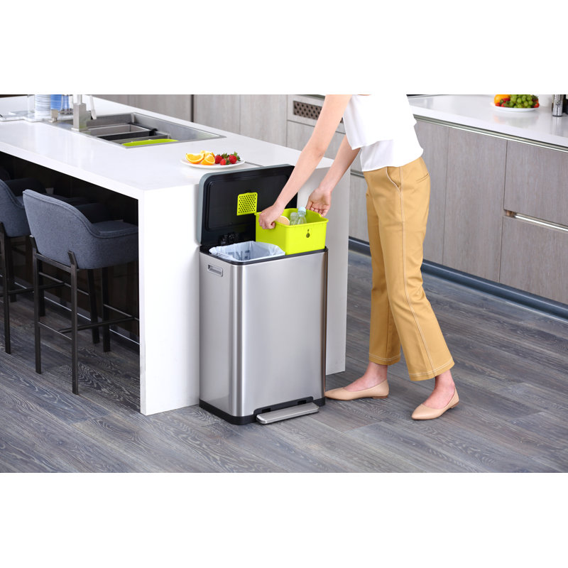 X Cube Kitchen Step-On Rubbish Bin, 40, Brushed Stainless Steel, 165.60cm H x 109.72cm W x 84.83cm D