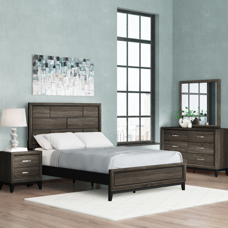 Ensemble de chambre à coucher standard 4 pièces Burrigan, Très grand