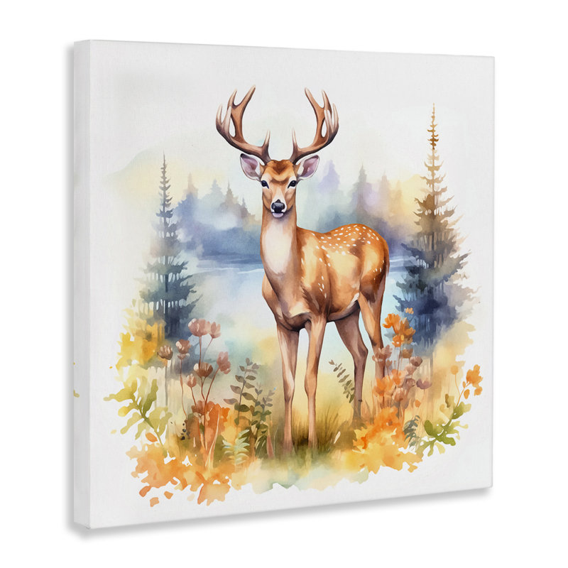 Art mural sur toile Wild Deer in Forest par Andrea Haase, H 30 po x l 30 po